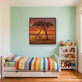 Giraffe and Calf at Sunset – Kids room