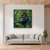 Emerald Rainforest Gorilla Portrait – displayed in a living room