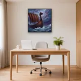 Dragon-Prow Longship on Stormy Seas – Office