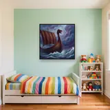 Dragon-Prow Longship on Stormy Seas – Kids room