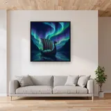 Longship Under the Northern Lights – displayed in a living room