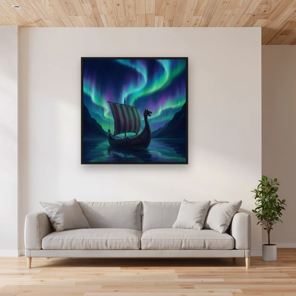 Longship Under the Northern Lights – Living room