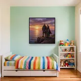 Viking Couple at Sunrise on the Cliff – Kids room