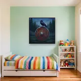Raven on Viking Shield with Ornaments – Kids room