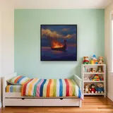 Viking Funeral Boat at Dusk – Kids room