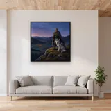 Viking Chief with Wolf on Hilltop – displayed in a living room