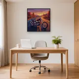 Classic Chopper on a Desert Road at Sunset – Office