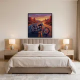 Classic Chopper on a Desert Road at Sunset – Bedroom