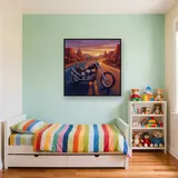 Classic Chopper on a Desert Road at Sunset – Kids room