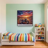 Route 66 Motorcycle Flag Sky – Kids room