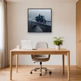 Touring Motorcycle on a Foggy Bridge – Office