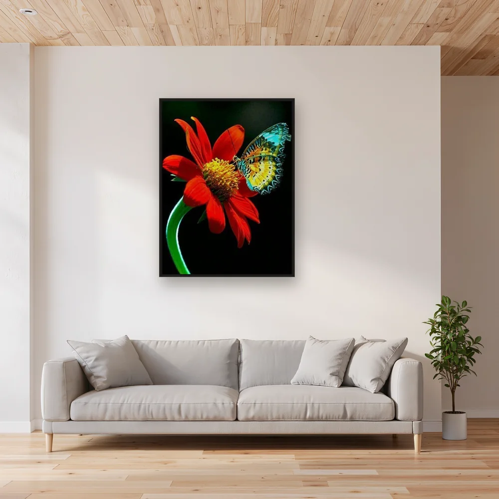 Butterfly: Radiance on a Red Flower – Living room