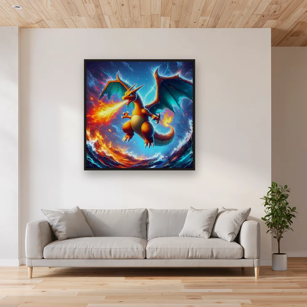 Diamond Painting Pokémon Dracaufeu Furie Élémentaire – Salon