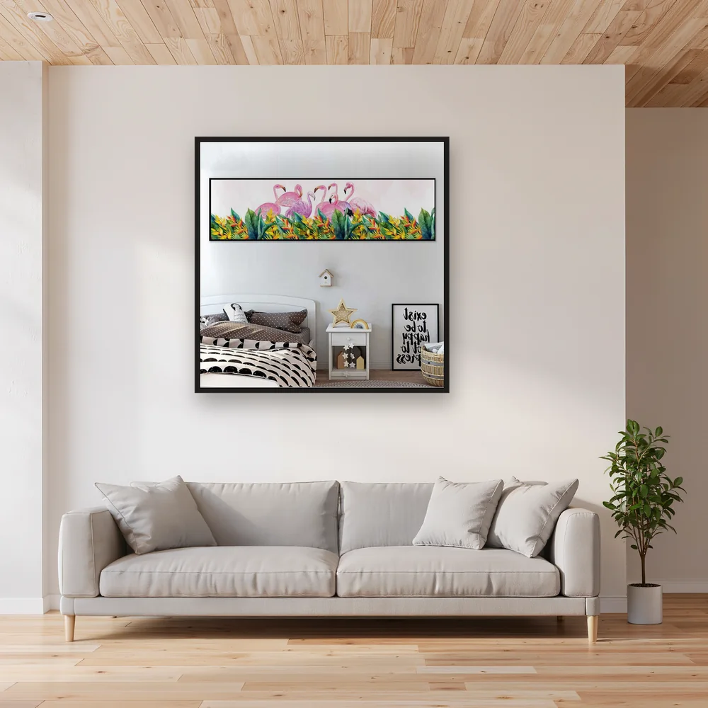 Flamant Rose Et Fleurs – Salon