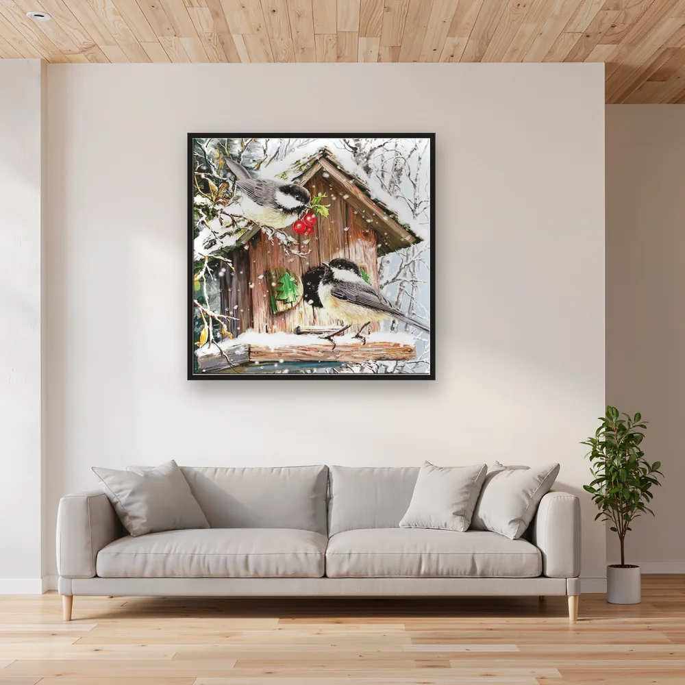 Chickadees at the Winter Nest Box – Living room