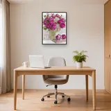 Diamond Painting Roses Fuchsia dans un Vase Fleuri – Bureau