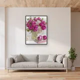 Diamond Painting Roses Fuchsia dans un Vase Fleuri – Salon