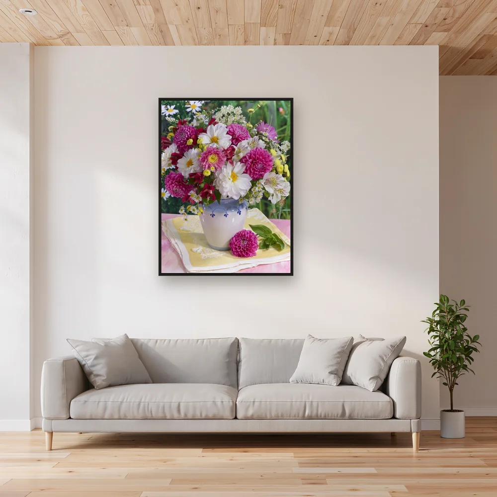 Diamond Painting Bouquet Champêtre de Dahlias et Marguerites – Salon