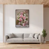 Diamond Painting Pivoines Roses dans un Vase Doré – Salon