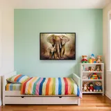 Mama Elephant and her Cub in the Forest – Kids room