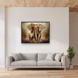 Mama Elephant and her Cub in the Forest – Living room
