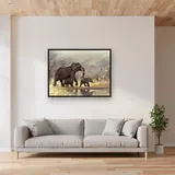 Elephant Family in the Savannah – Living room