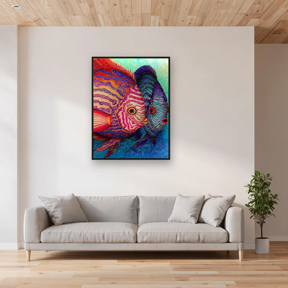 Colorful Discus Fish Duo – Living room
