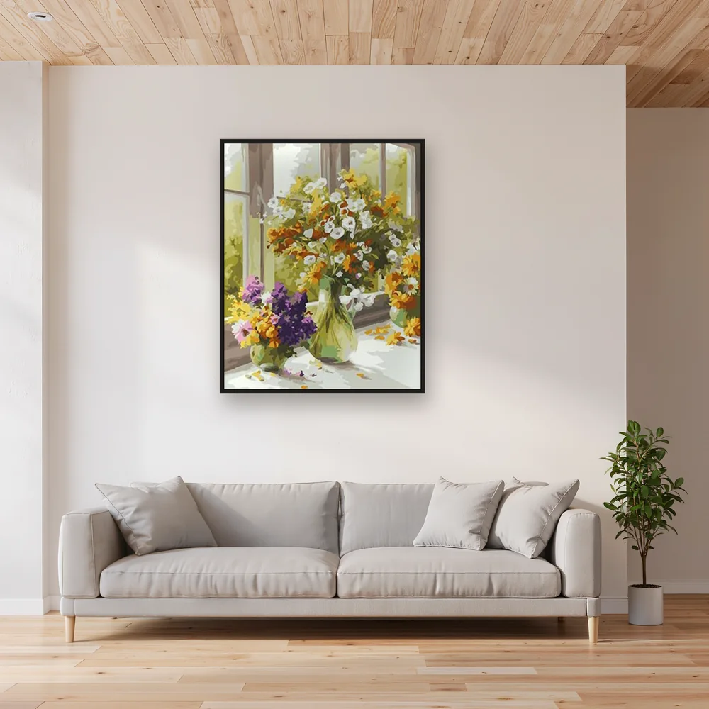 Diamond Painting Bouquet Impressionniste devant une Fenêtre – Salon