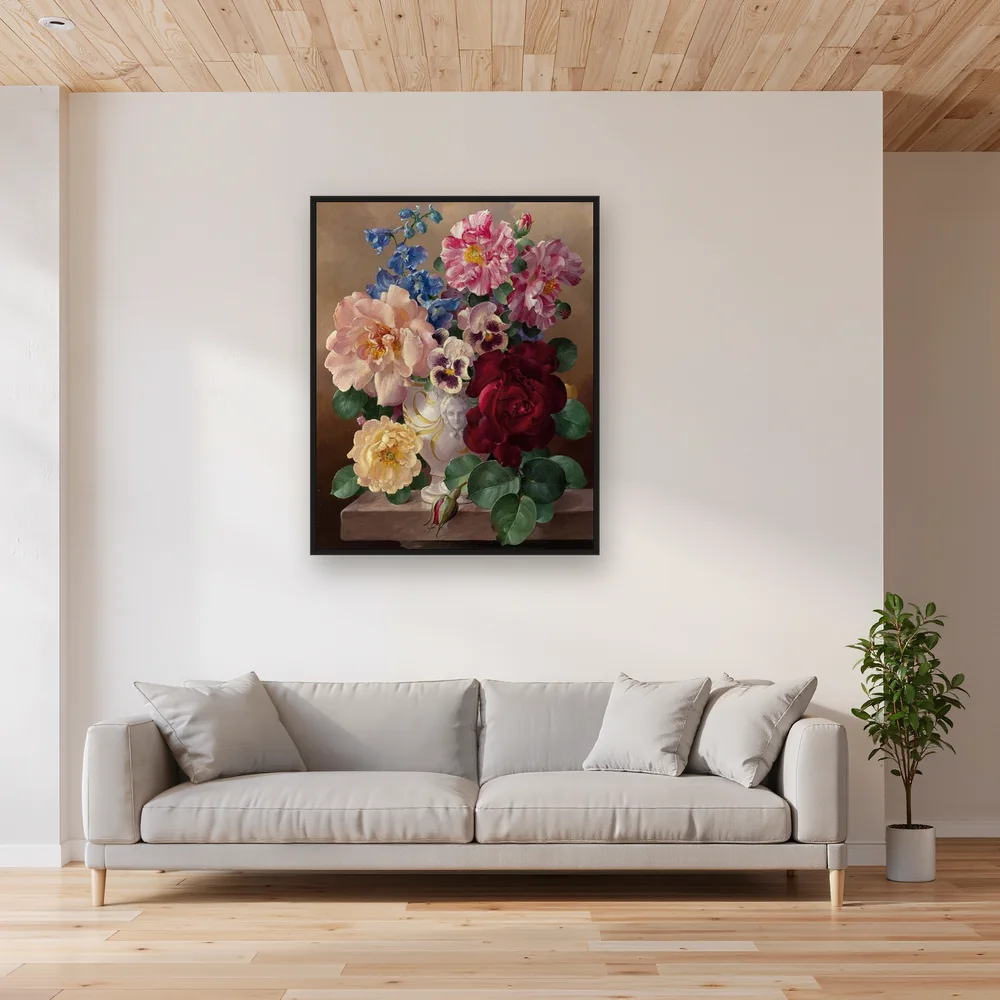 Diamond Painting Bouquet Majestueux de Roses dans un Vase Sculpté – Salon