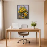 Diamond Painting Bouquet de Roses Jaunes dans un Vase Argenté – Bureau