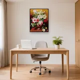 Diamond Painting Roses Roses et Lys Blancs dans un Vase Bronze – Bureau
