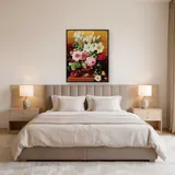 Diamond Painting Roses Roses et Lys Blancs dans un Vase Bronze – Chambre