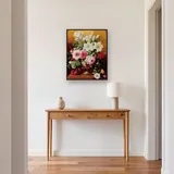 Diamond Painting Roses Roses et Lys Blancs dans un Vase Bronze – Entrée