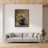 Diamond Painting Bouquet Champêtre dans un Vase en Céramique Bleue – Salon