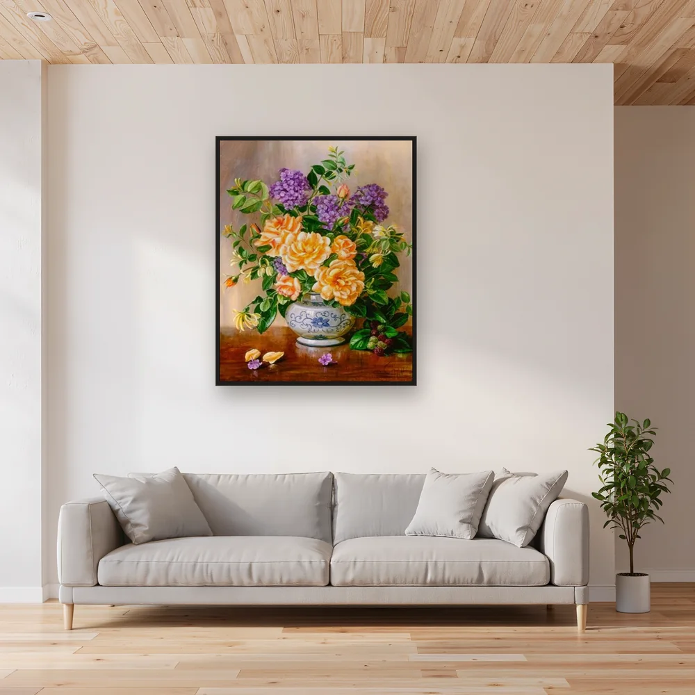 Pittura a diamante Fiori: Il bouquet caldo – Soggiorno