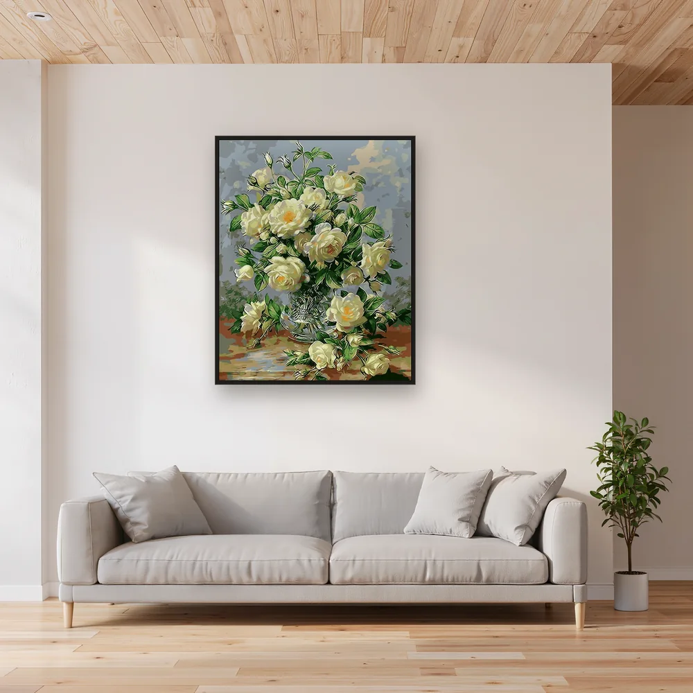 Flowers: Il bouquet di rose bianche – Soggiorno