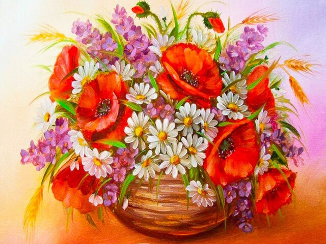 Aperçu du résultat final du diamond painting Mirabellenblumen.