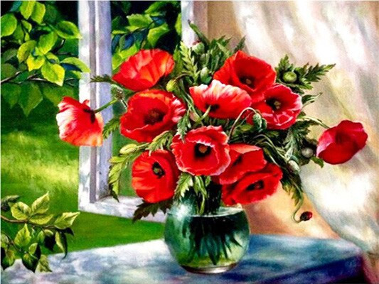 Aperçu du résultat final du diamond painting Horchestra Blumen.