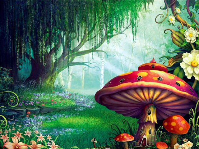 Aperçu du résultat final du diamond painting Paysage : La Maison Champignon.