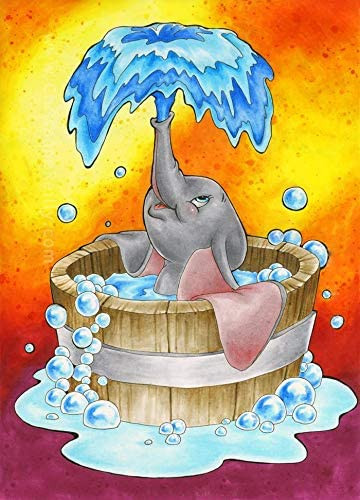 Aperçu du résultat final du diamond painting Dumbo : L'Heure du Bain.