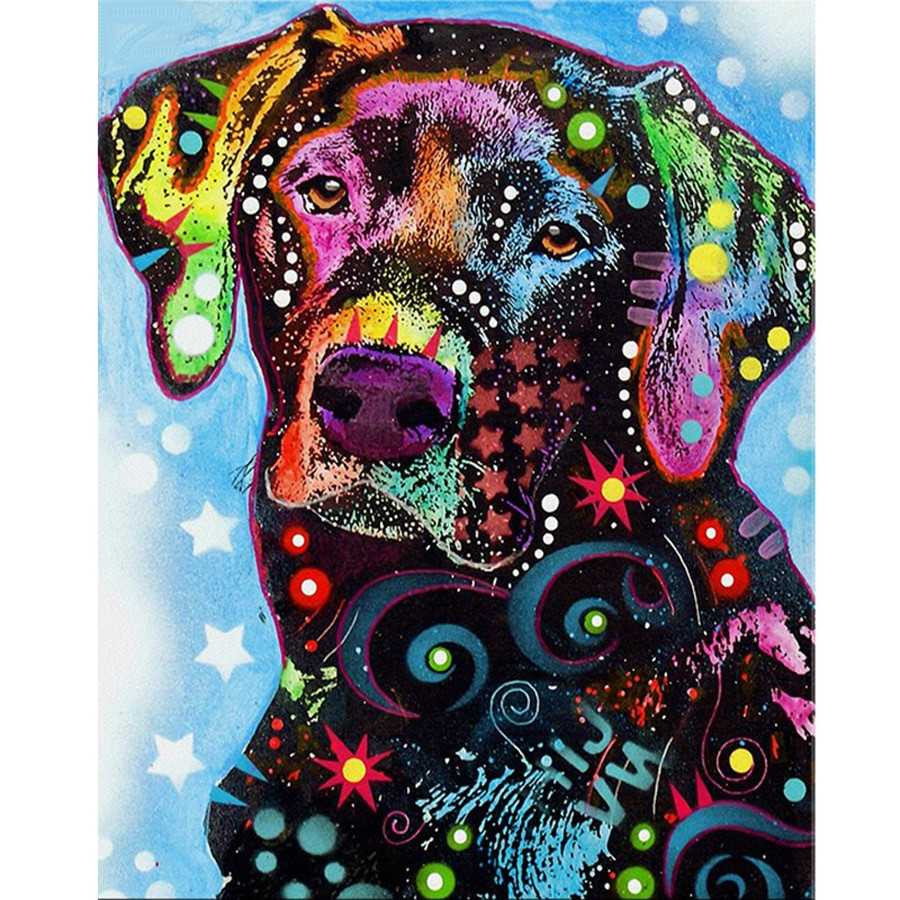Anteprima del risultato finale del diamond painting Dog Galaxy Pop Art.