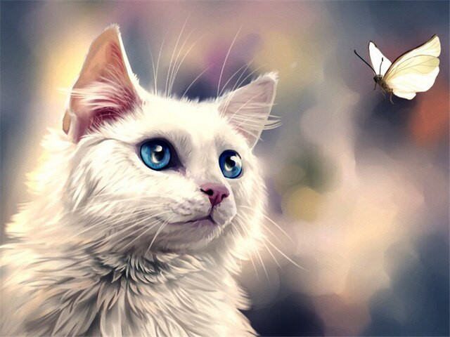 Anteprima del risultato finale del diamond painting Cat: The Blue Dream.
