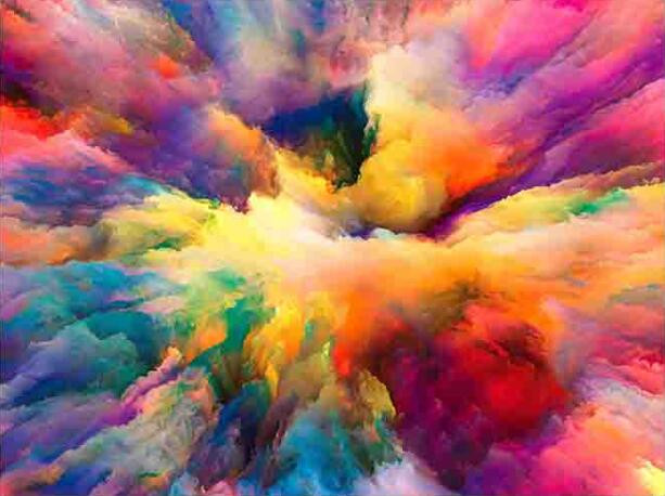 Aperçu du résultat final du diamond painting Nuage de Poudre Colorée.