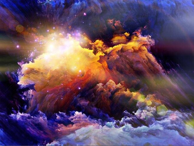 Aperçu du résultat final du diamond painting Colorful Cloud Zheus.