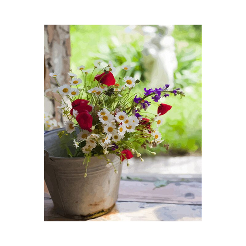 Diamond Painting Bouquet Sauvage dans un Pot Terracotta — résultat final