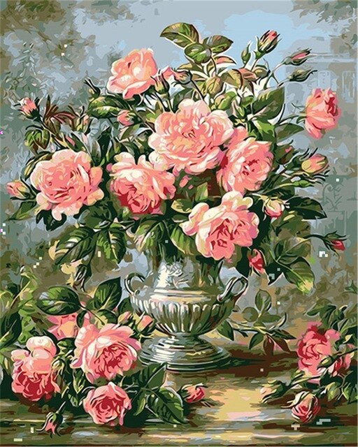 Aperçu du résultat final du diamond painting Rosalino Blumenstrauß.