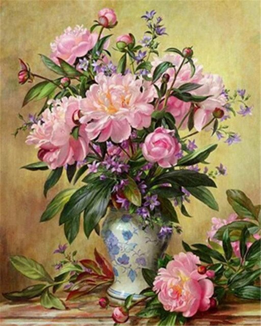 Aperçu du résultat final du diamond painting Bouquet di fiori vivaci.