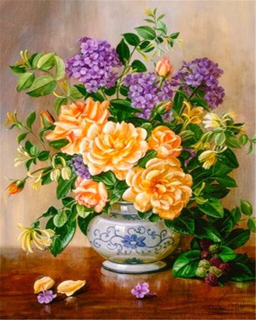 Preview of the final result of the diamond painting Flowers: The Warm Bouquet.