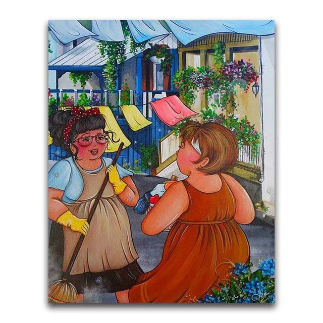 Aperçu du résultat final du diamond painting Discussion Between Friends.