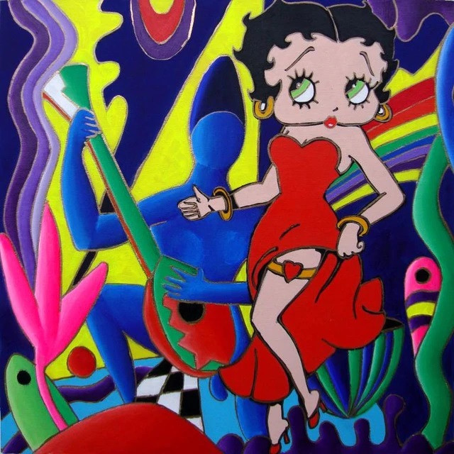 Aperçu du résultat final du diamond painting Betty Boop Picasso.